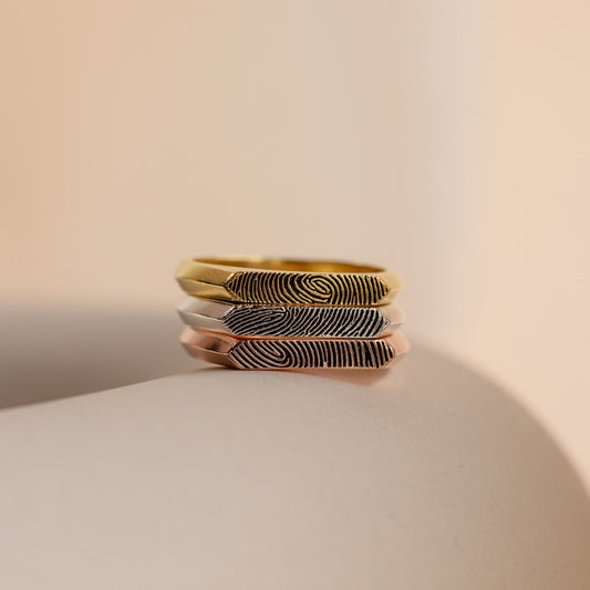 Thin Fingerprint Signet Ring