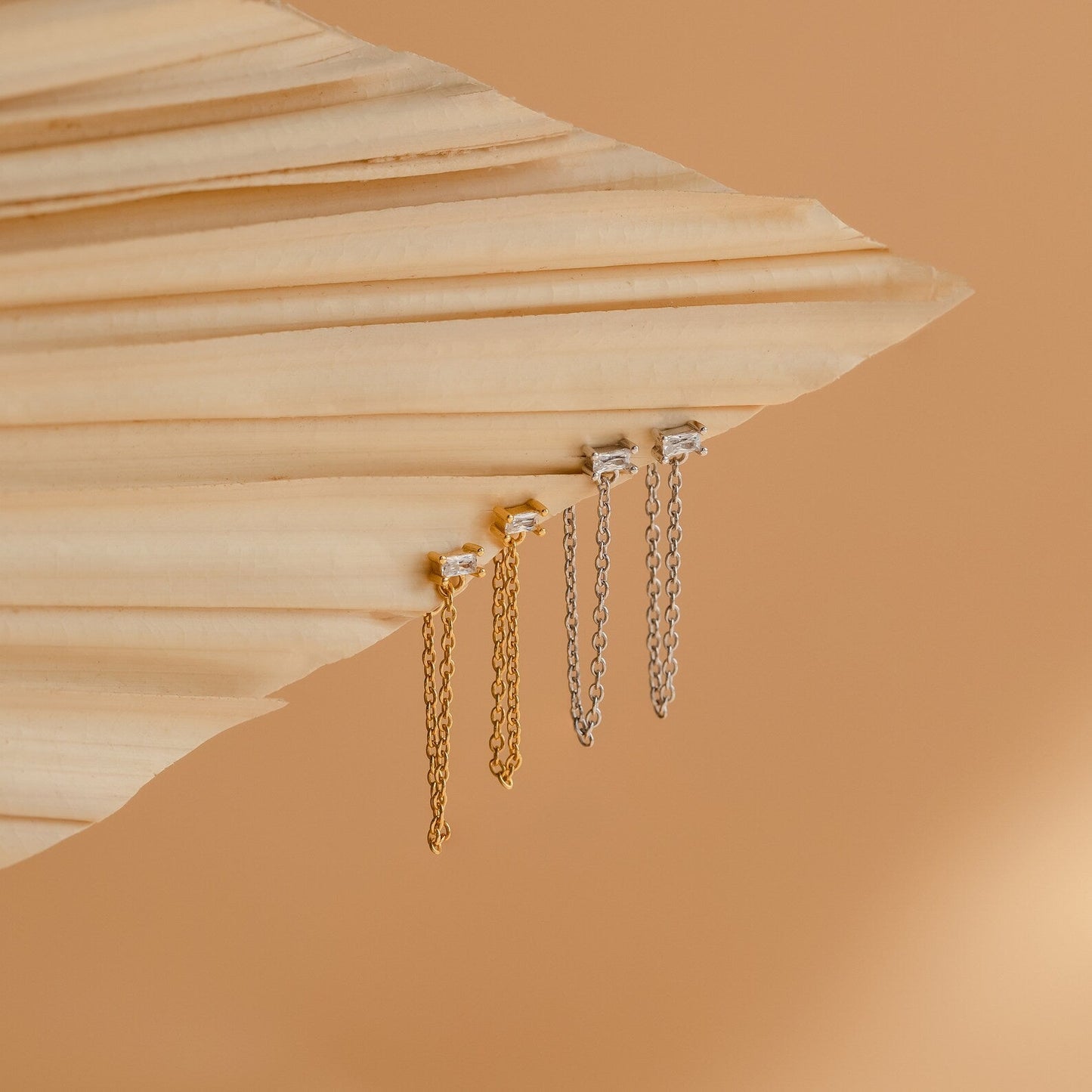 Baguette Chain Studs