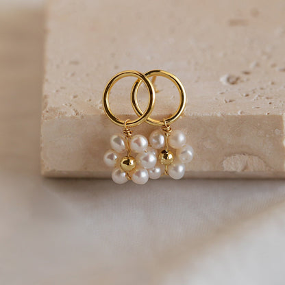 Flower Pearl Drop Earrings