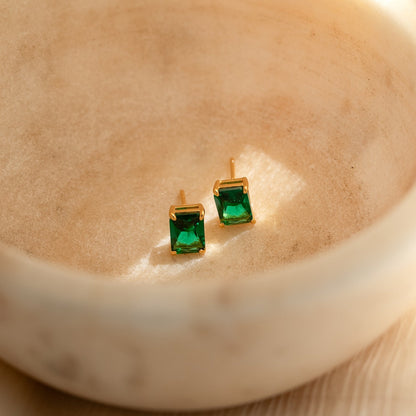 Emerald Birthstone Studs