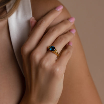 London Blue Signet Ring