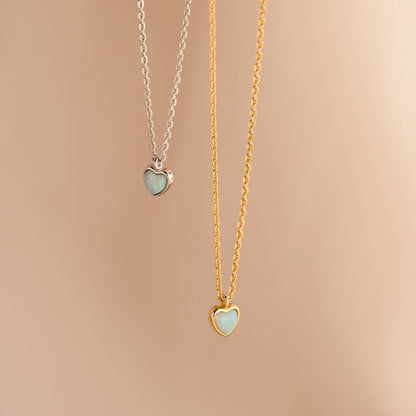 Tiny Opal Heart Necklace