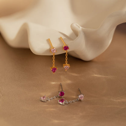 Mixed Pink Drop Earrings