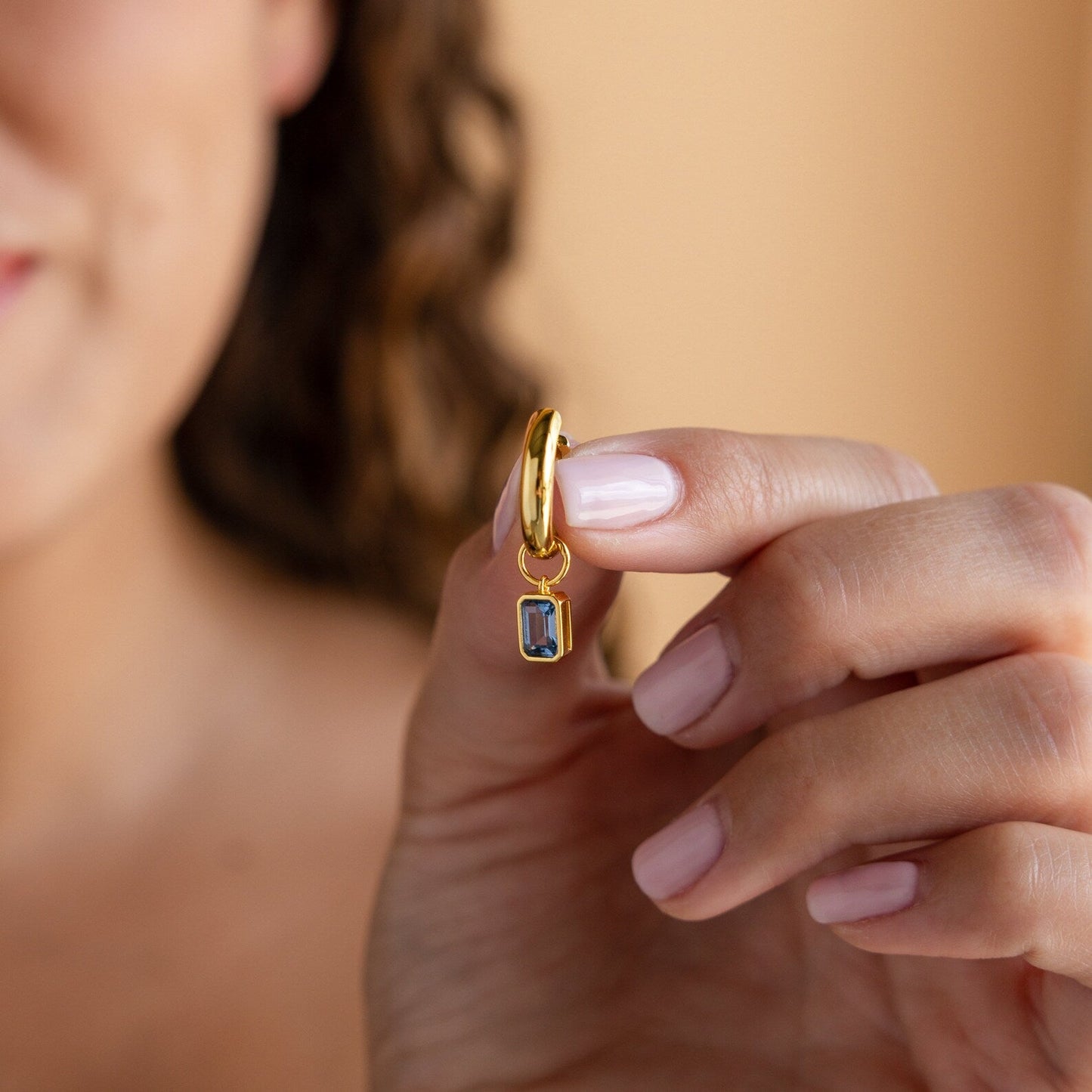 Dangling Gemstone Hoops