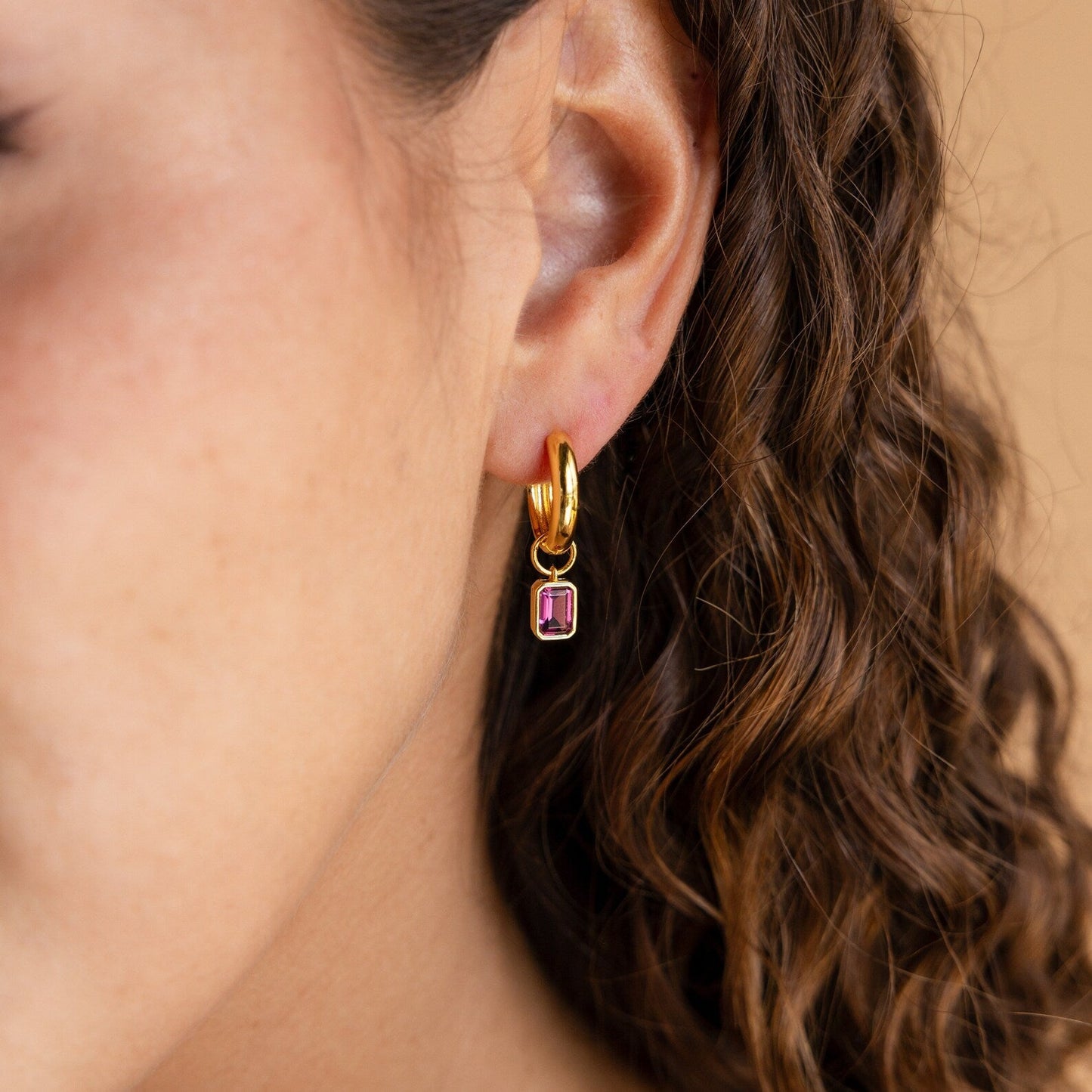 Dangling Gemstone Hoops