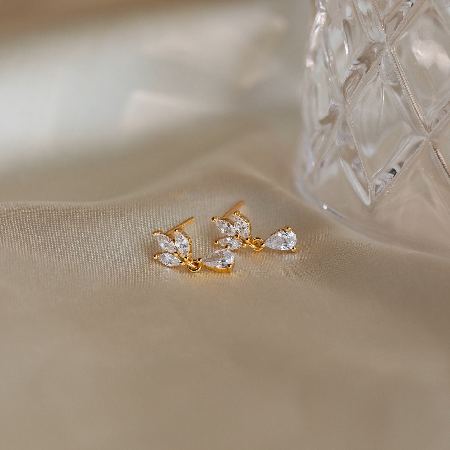 Marquise Diamond Drop Studs