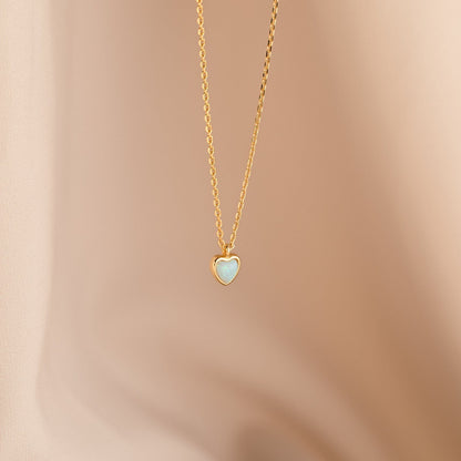 Tiny Opal Heart Necklace