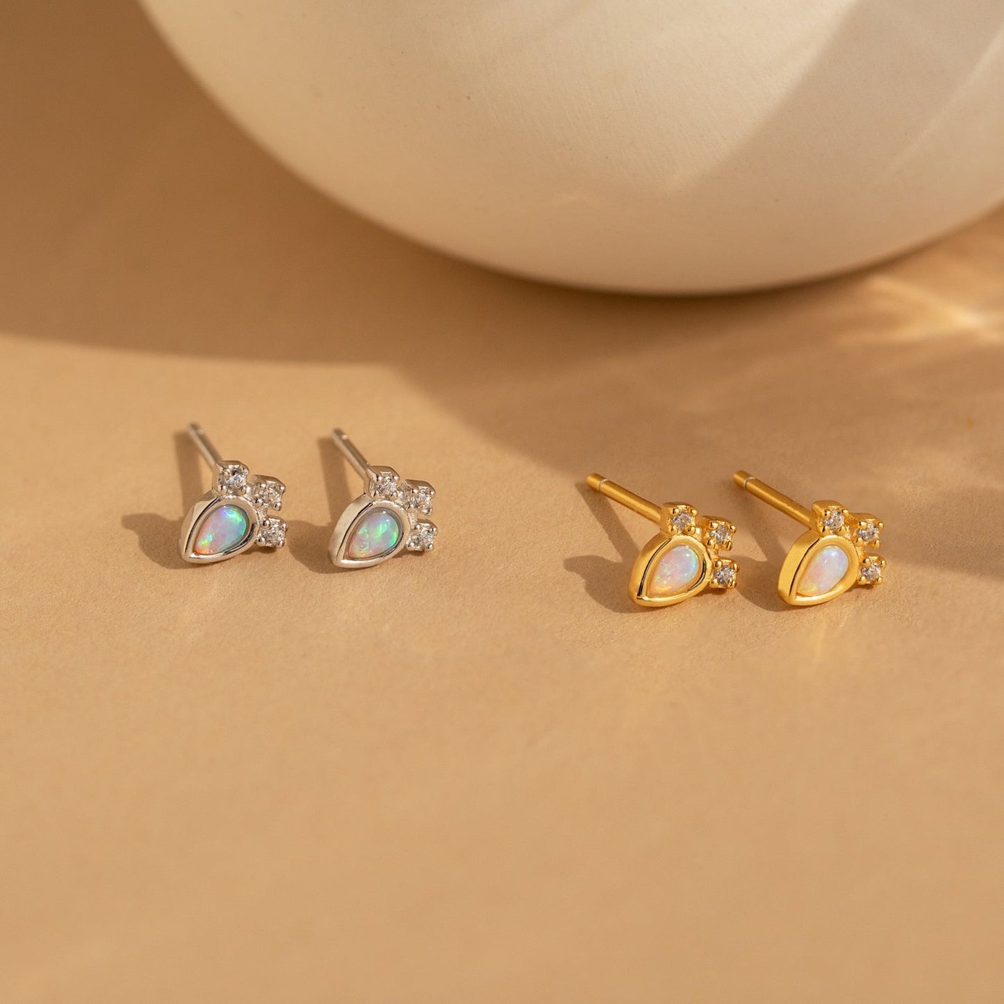 Dainty Opal Teardrop Studs