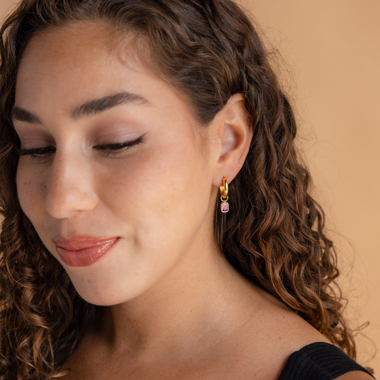 Dangling Gemstone Hoops