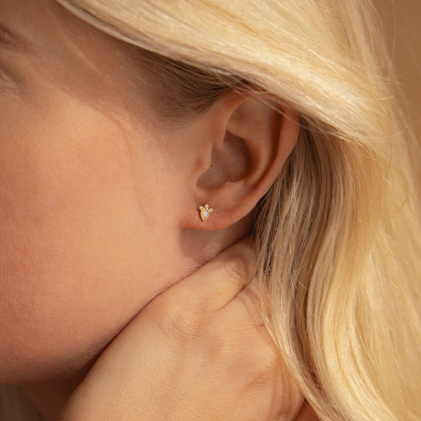 Dainty Opal Teardrop Studs