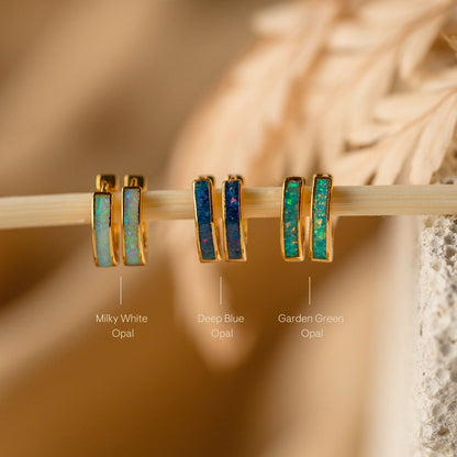 Opal Inlay Hoops Set