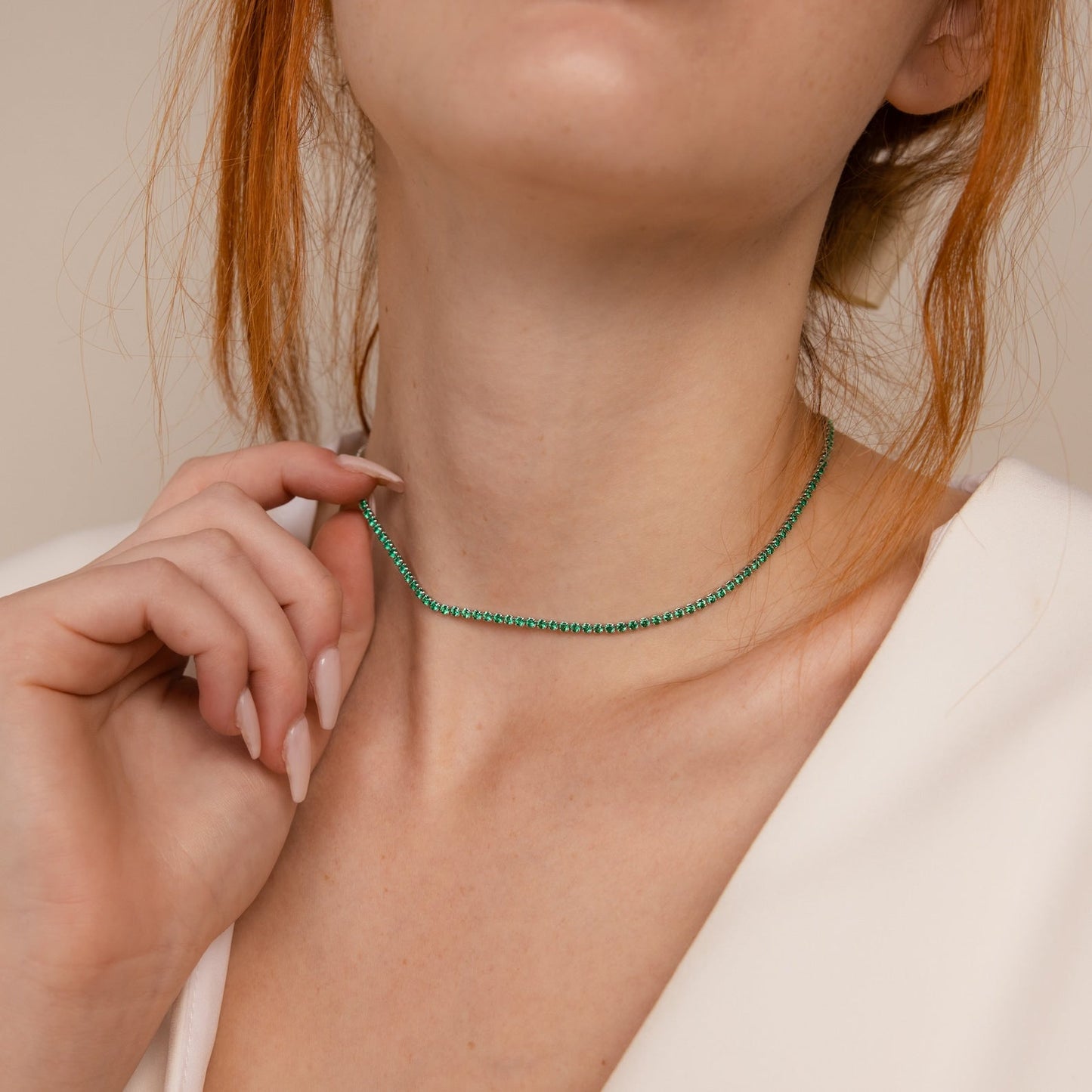 Emerald Tennis Choker Necklace