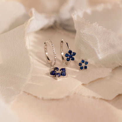 Sapphire Flower Earrings Set