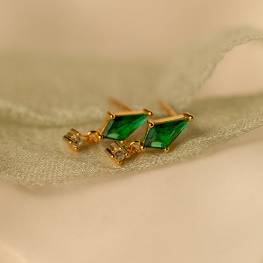 Emerald Kite Drop Earrings