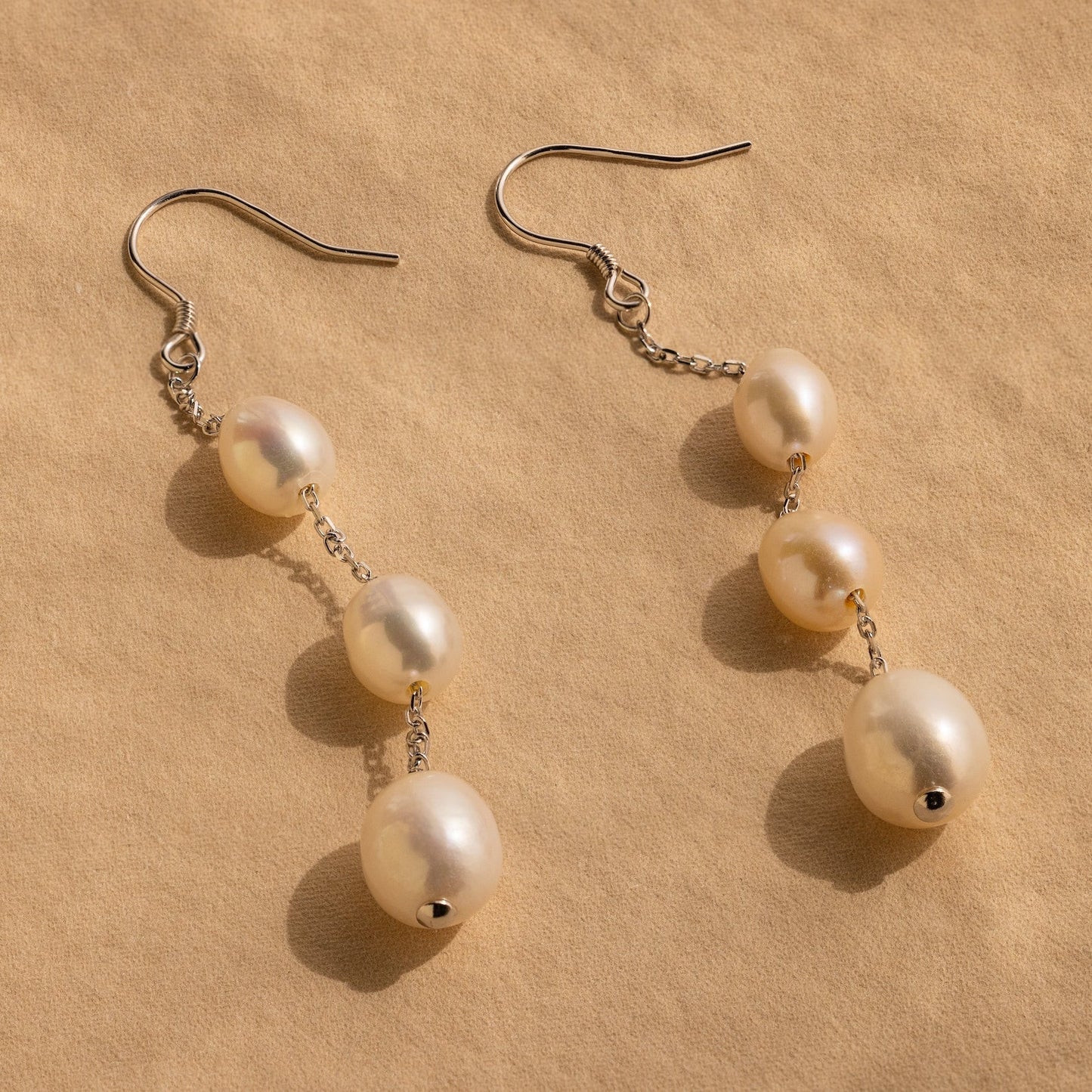 Long Pearl Dangle Earrings