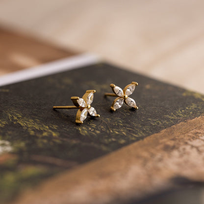 Marquise Diamond Flower Studs