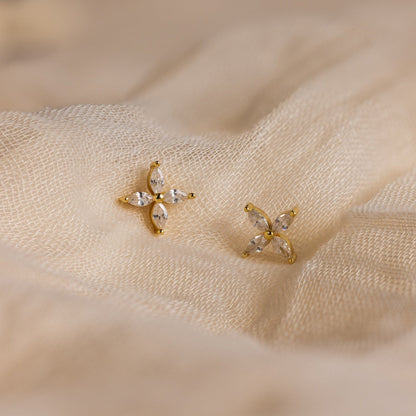 Marquise Diamond Flower Studs