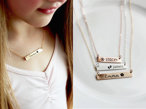 Children's Engraved Symbol Necklace | Thick Bar