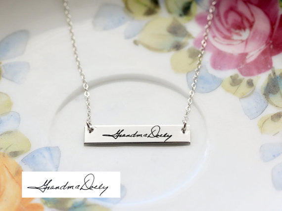 Handwriting Bar Necklace