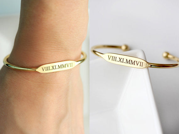 Engraved Flat Top Cuff Bracelet