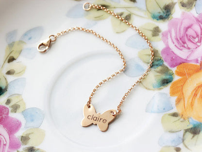 Children's Engraved Butterfly Bracelet