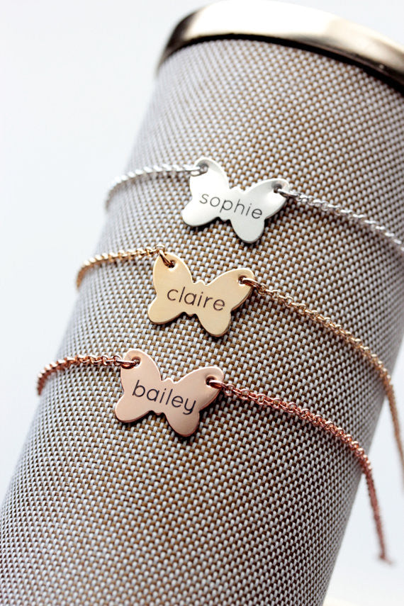 Children's Engraved Butterfly Bracelet