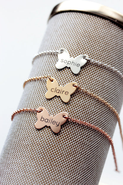 Children's Engraved Butterfly Bracelet