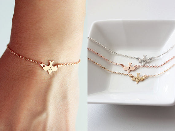 Engraved Bird Bracelet