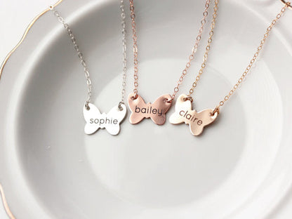 Children's Engraved Butterfly Necklace