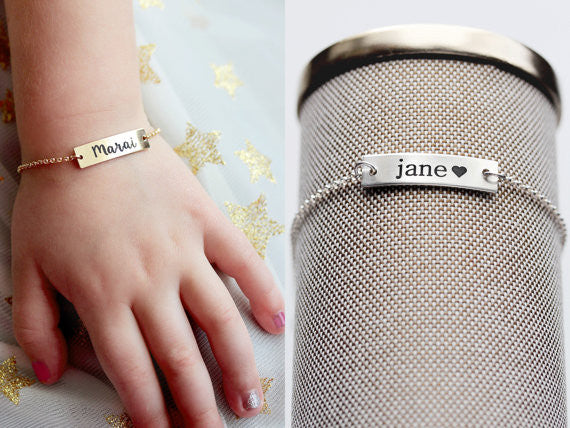 Children's Engraved Bracelet | Thick Bar