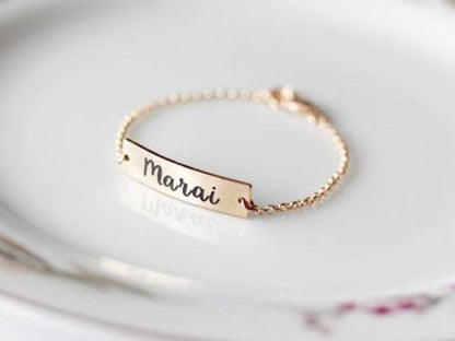 Children's Engraved Bracelet | Thick Bar