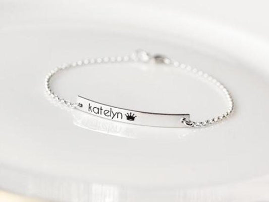 Children's Engraved Bracelet | Thin Bar