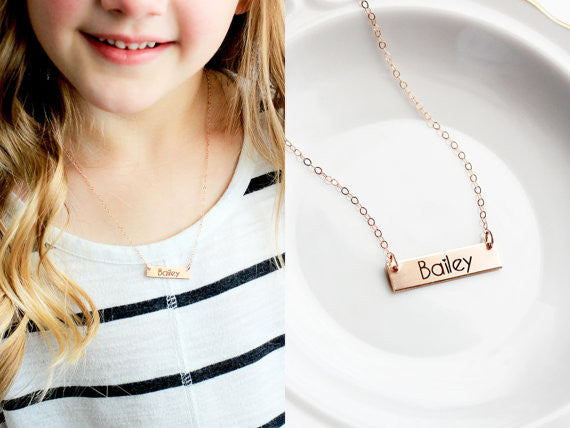 Children's Engraved Bar Necklace | .25" Thick Bar