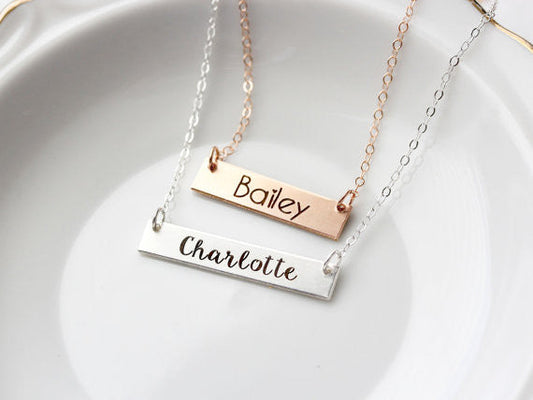 Children's Engraved Bar Necklace | .25" Thick Bar