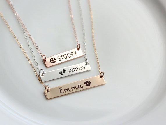 Children's Engraved Symbol Necklace | Thick Bar