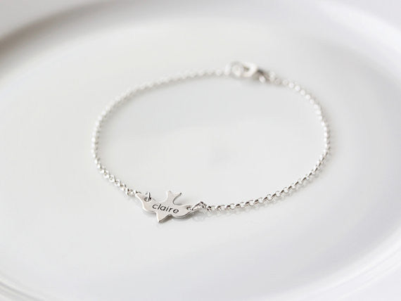 Engraved Bird Bracelet