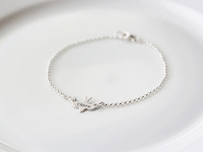 Engraved Bird Bracelet