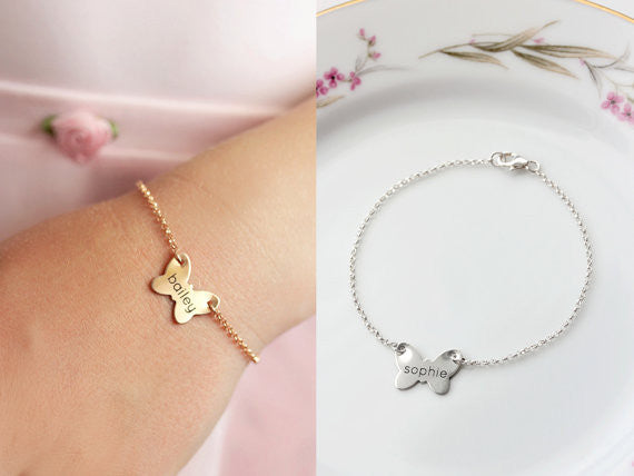 Children's Engraved Butterfly Bracelet