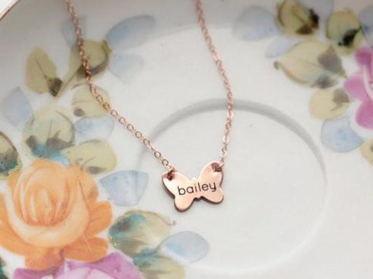 Children's Engraved Butterfly Necklace