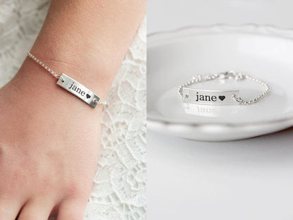 Children's Engraved Bracelet | Thick Bar