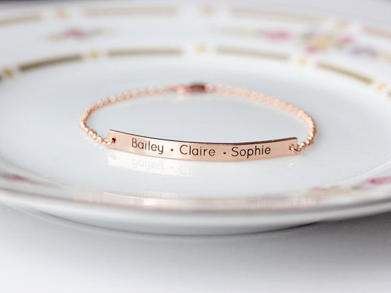 Engraved Bar Bracelet: Thin Bar