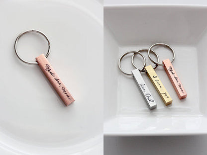 Handwriting Keychain | Silver, Brass, Copper