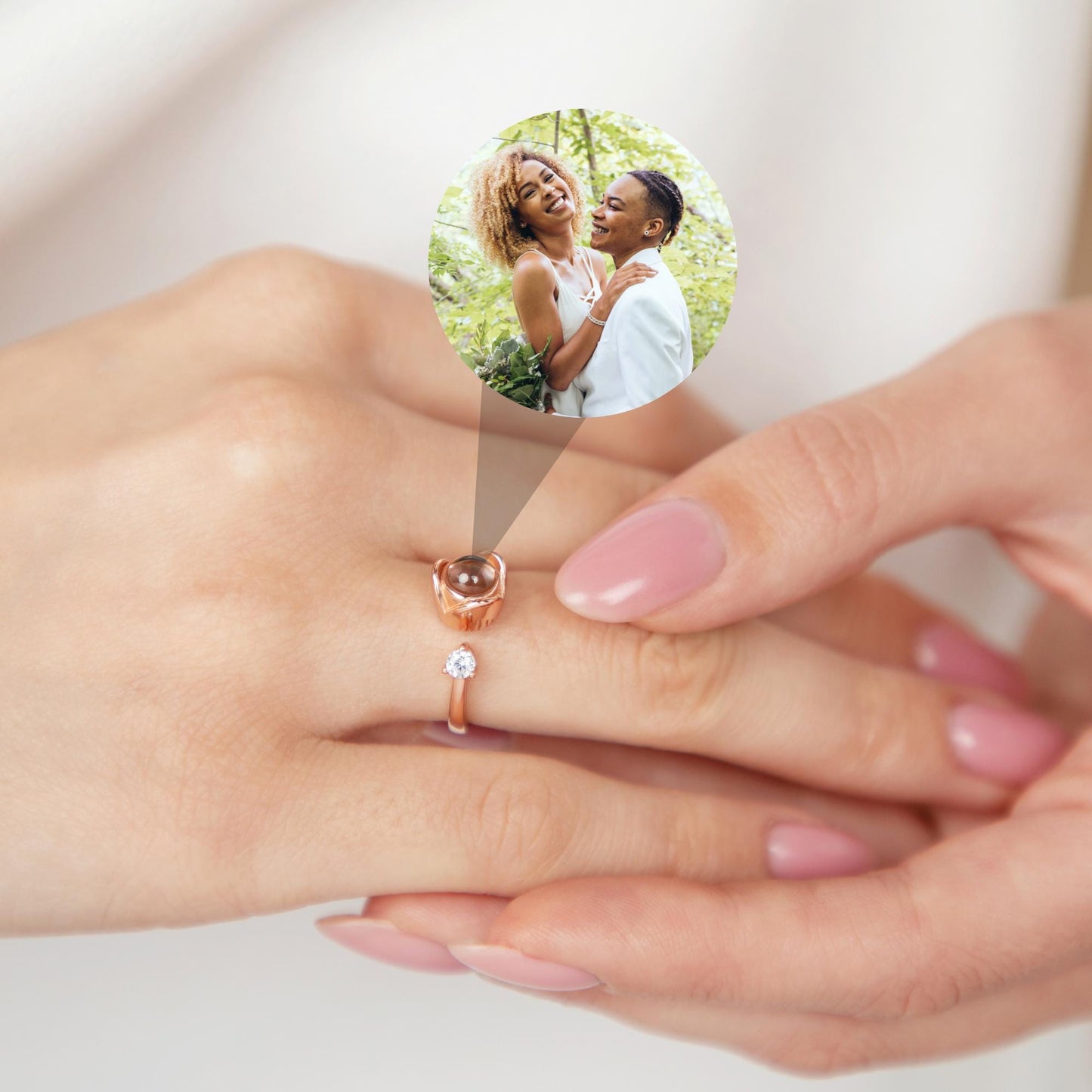 Custom Rose Photo Ring