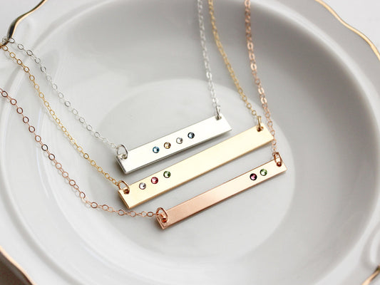 Birthstone Bar Necklace | Thick or Thin Bar