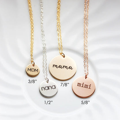 7/8" Engraved Disc Necklace