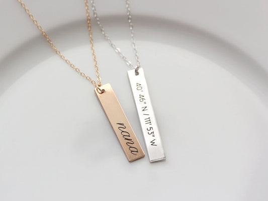 Vertical Bar Necklace | Thick Bar