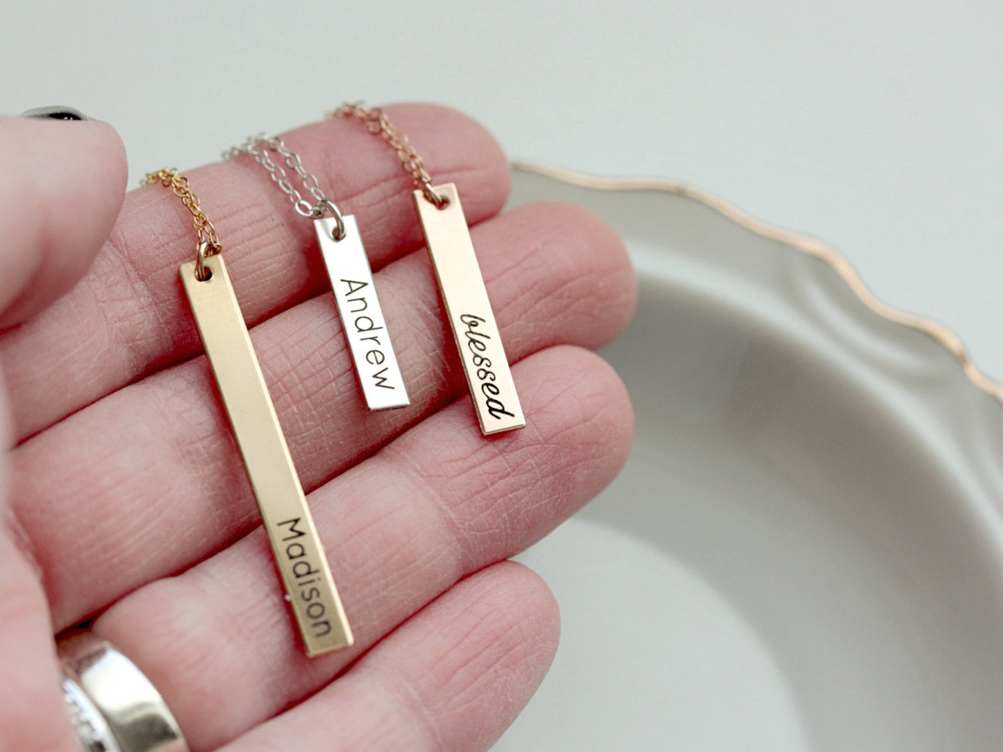 Vertical Bar Necklace | Thin Bar