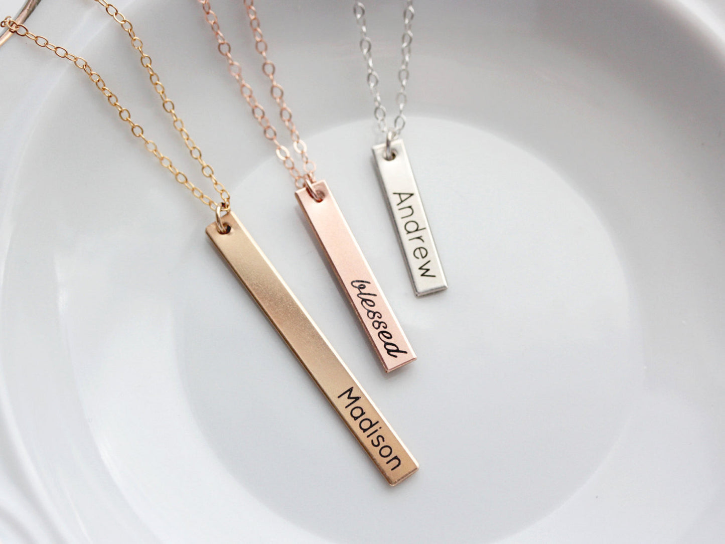 Vertical Bar Necklace | Thin Bar