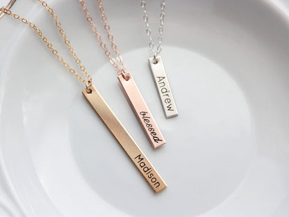 Vertical Bar Necklace | Thin Bar