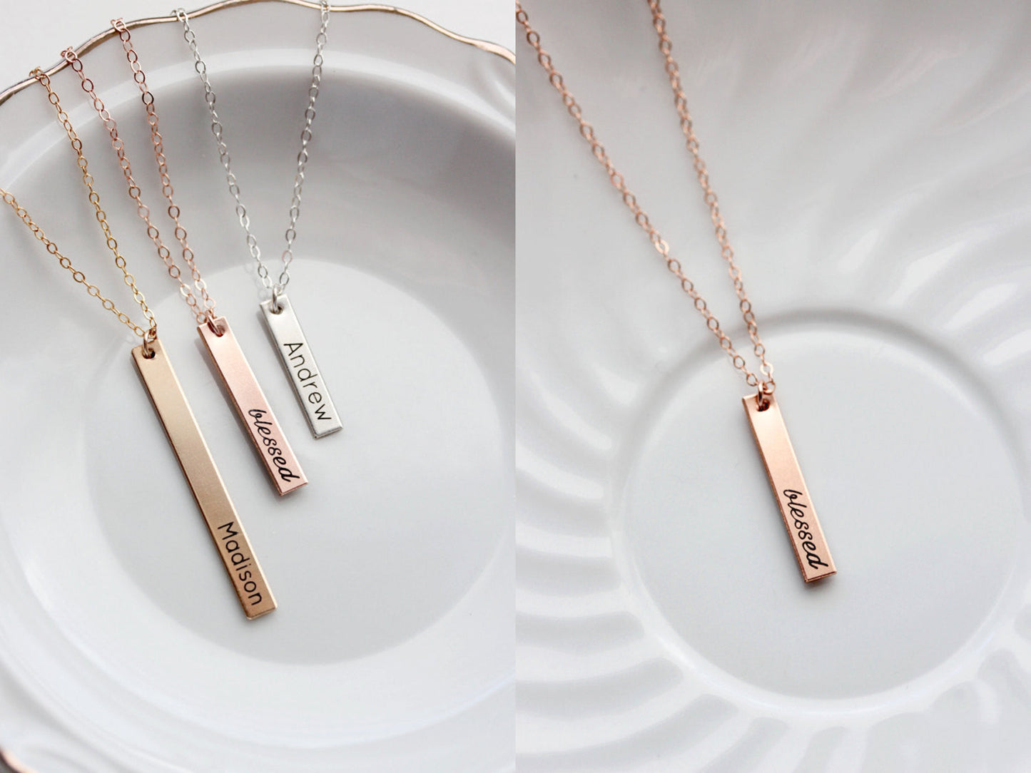 Vertical Bar Necklace | Thin Bar